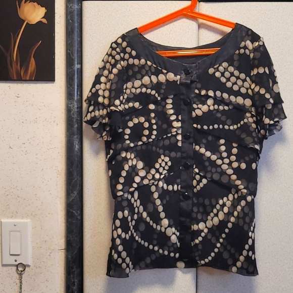 JS Collection Women's Fancy Button Down Blouse, 10 - Picture 3 of 7